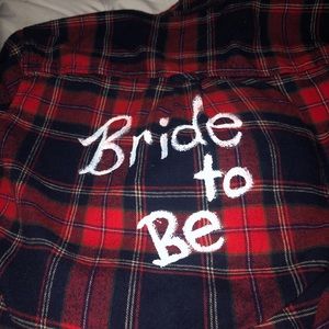 Cute bride and maid of honor matching flannels!
